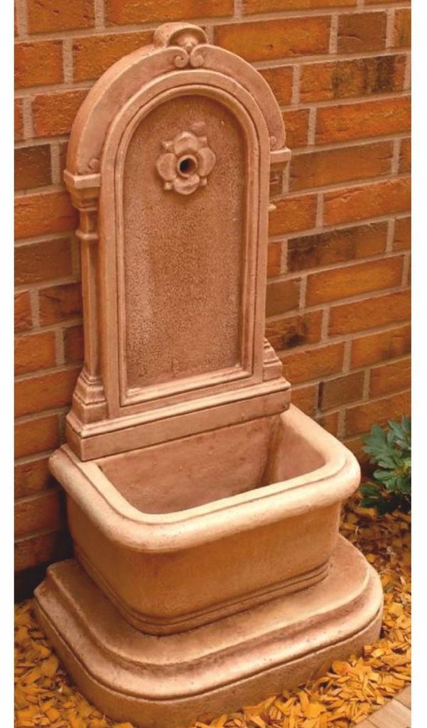 Casa Padrino Jugendstil Wandbrunnen Antik Creme Braun H. 113 cm - Brunnen Gartenbrunnen Steinbrunnen