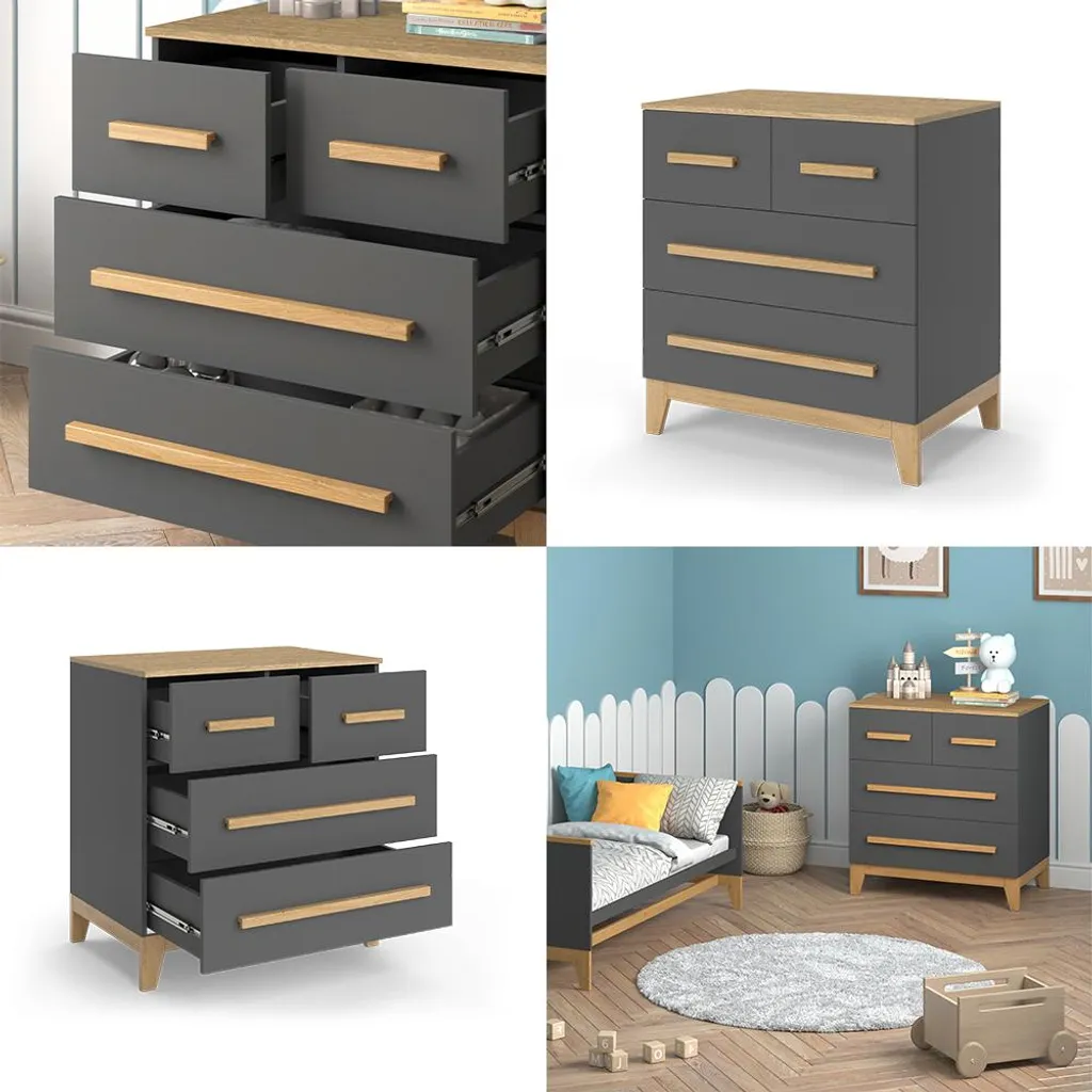Meuble de rangement 4 tiroirs gris Malia 80x88cm - Vitalispa 52182