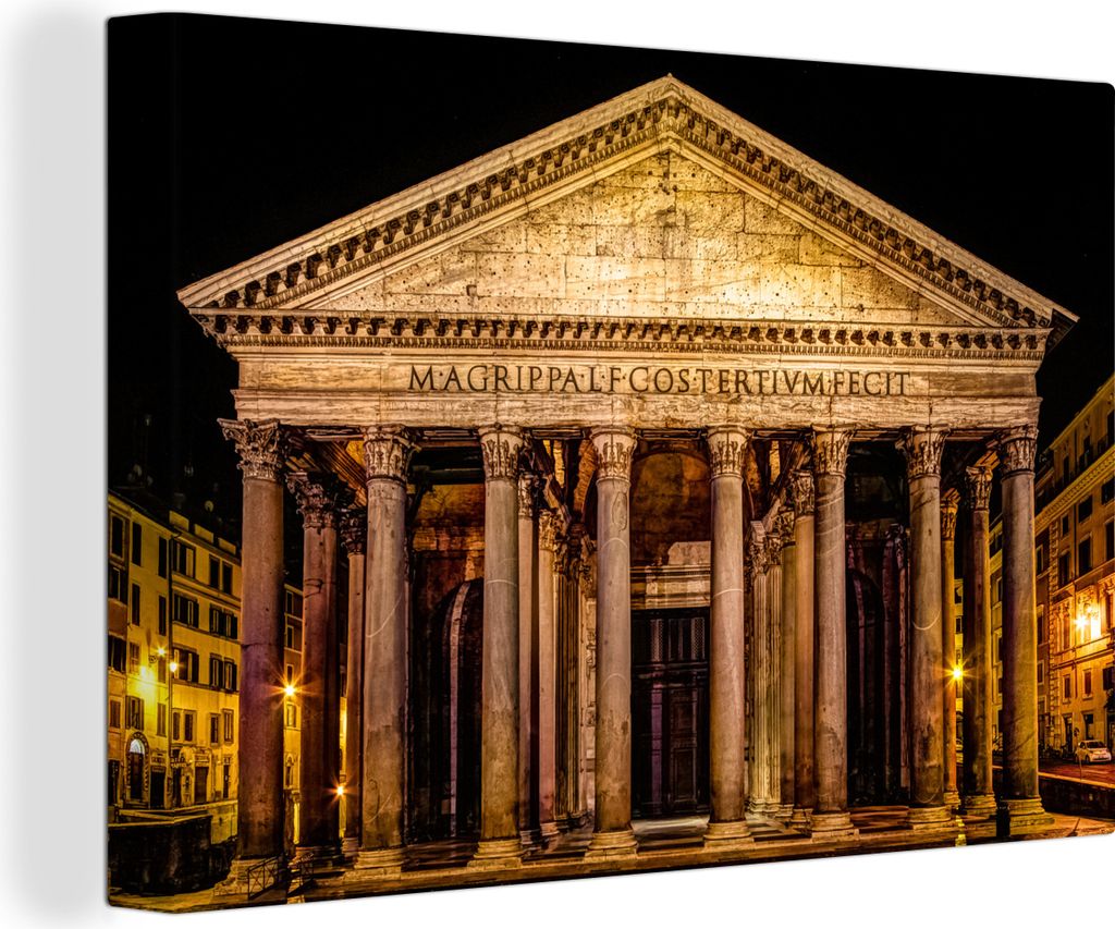OneMillionCanvasses - Leinwandbilder - 140x90 cm, Rom - Nacht - Pantheon, Wandbilder Kunstdruck Wanddekoration - Foto auf Leinwand - Gemälde auf...