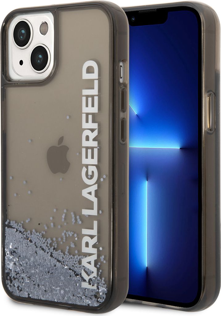 Karl Lagerfeld KLHCP14SLCKVK iPhone 14 6.1 schwarz / schwarzes Hardcase Liquid Glitter Elong Handyhülle