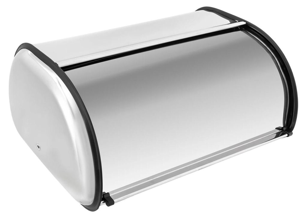 Brotkasten - Brotdose aus Edelstahl - Groß 43x27x18 cm - Arbeitsplatten-Aufbewahrung für Brot und Gebäck - Silber
