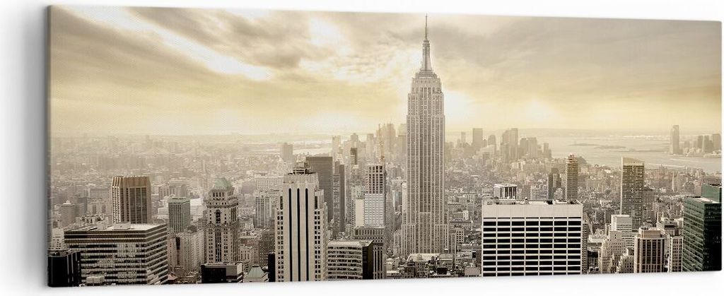 Bild auf Leinwand - Leinwandbild - Stadt Wolkenkratzer Manhattan New York - 140x50cm - Wand Bild - Wanddeko - Leinwanddruck - Bilder - Kunstdruck -...