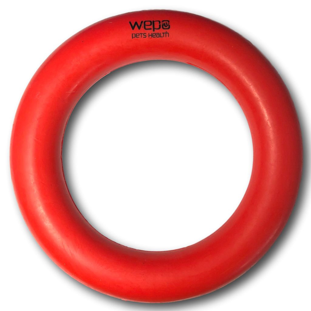 WEPO - Wurfspielzeug Hunde - Kauring Ø 15cm - Beißring Hund - Hundespielzeug - Welpen Kauspielzeug - Ziehspielzeug Rot