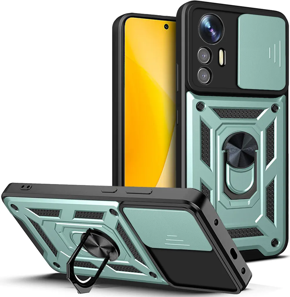 Cover Xiaomi 12 Lite con Ring Holder e Slide Camera Verde