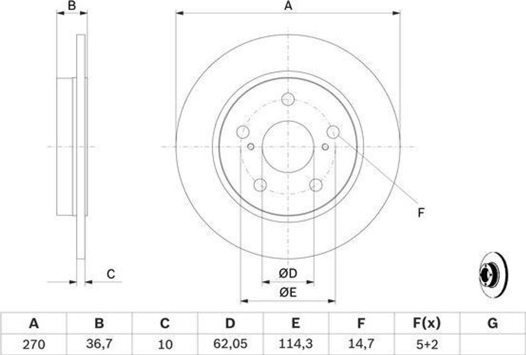 BOSCH 0 986 479 519 Bremsscheibe OE 4243102170 kompatibel mit Auris, Corolla