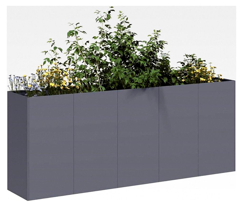 Pflanzkübel Anthrazit 200x40x80 cm aus Kaltgewalztem Stahl für Außenbepflanzung