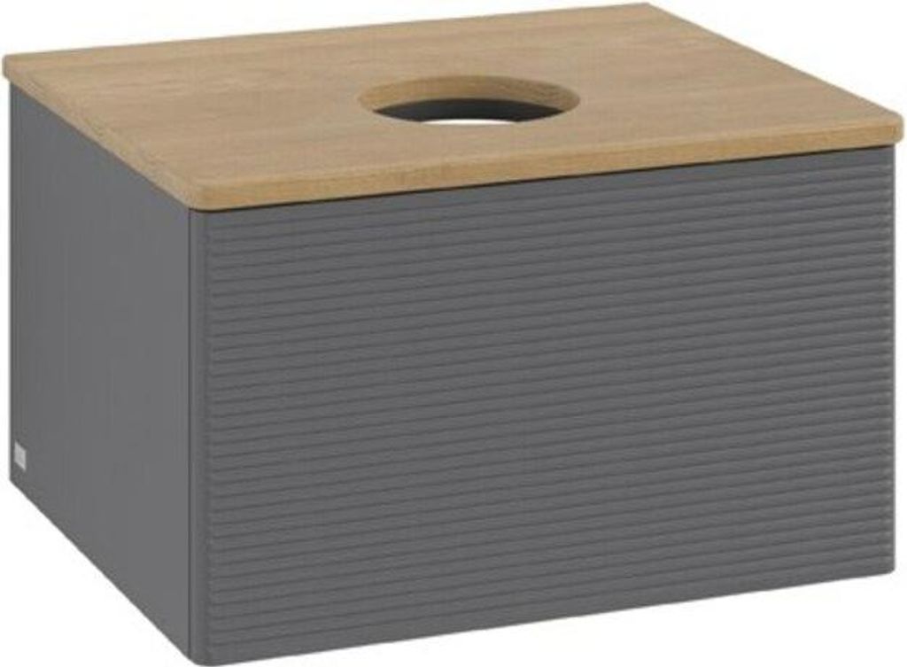 V&B Waschtischunterschrank mit Frontstruktur Antao 60x36x50cm, WBP hon. Oa, Anthrac. m Lac