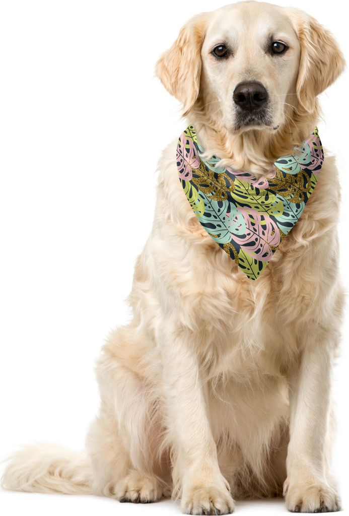 ABAKUHAUS Bunt Haustier Bandana, Tropical Blatt-Muster, 40x40 cm, Koksgraue und Multicolor
