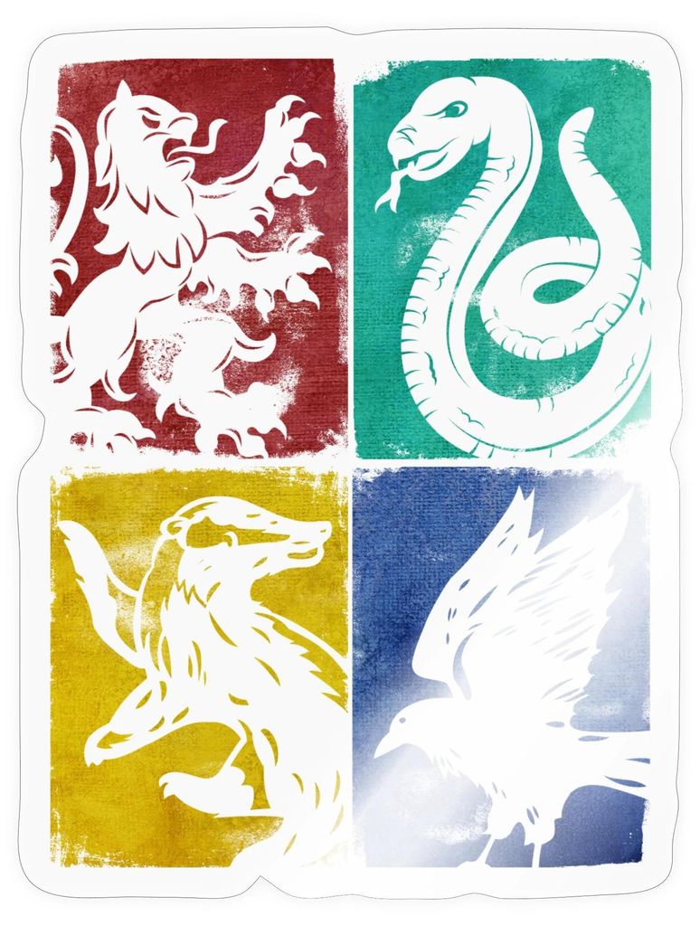 Spreadshirt Harry Potter Häuser Wappen Kachel-Mix Sticker Aufkleber, 10 x 10 cm, Transparent glänzend
