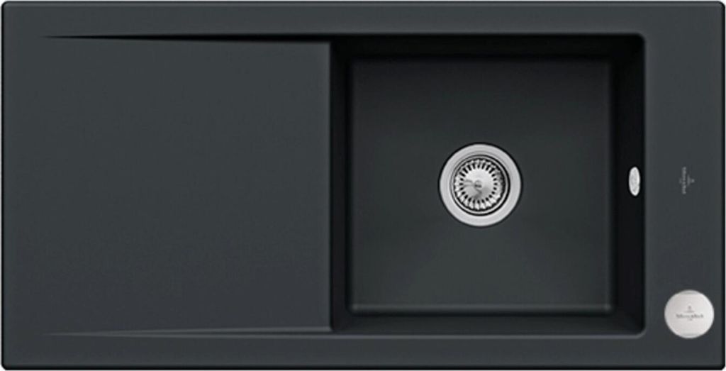 V&B bündige Spüle Timeline 60 Flat m Abl.garn, Exzenter, pure black