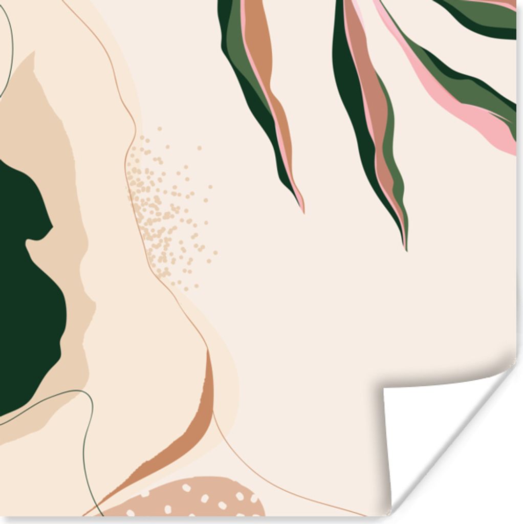 MuchoWow Poster Grün - Abstrakt - Blatt - Punkte 100x100 cm - Babyzimmer
