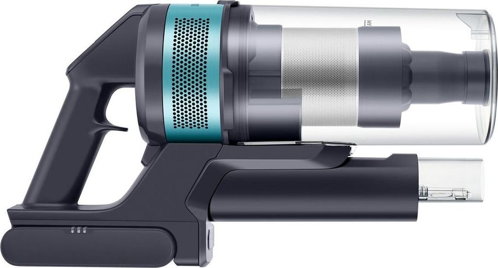A side view of a cordless vacuum cleaner.