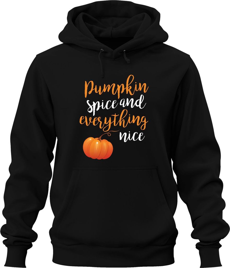 Pumpkin spice and everything nice Herbst Kürbis Halloween süß Uni Hoodie Kapuzenpullover, Schwarz, XXL