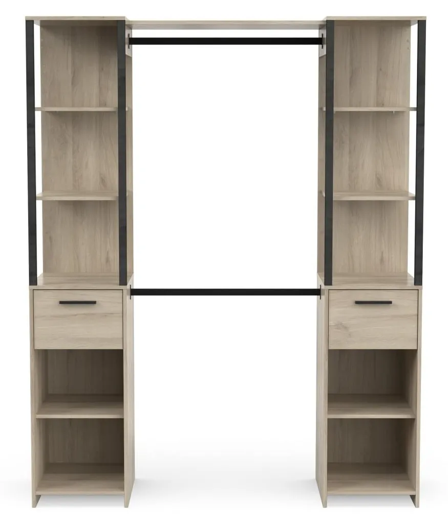 Armoire dressing modulable 2 colonnes et penderie ajustable GARY