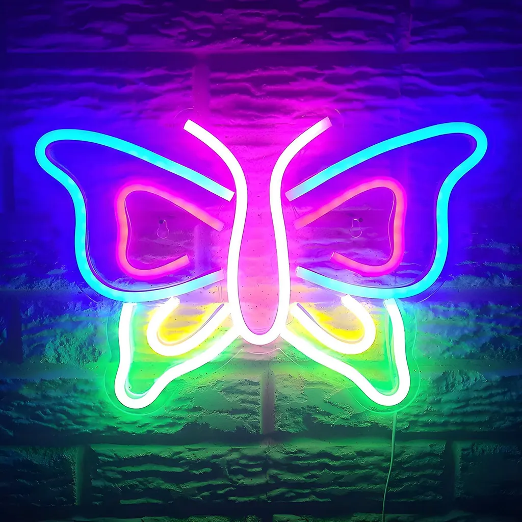 Veilleuse LED Papillon Multicolore pour Chambre - Déco Murale Enfant
