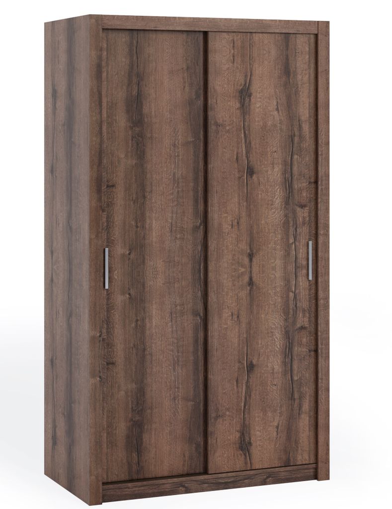 Schwebetürenschrank BONO 120cm Eiche monastery Schiebeschrank mit zwei Kleiderstangen
