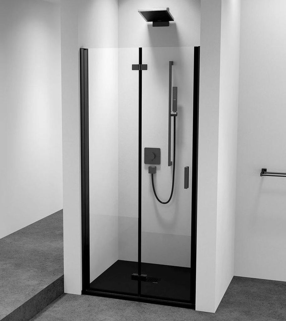 Polysan ZOOM BLACK Duschtür für Nische 700 mm, Links, Klarglas