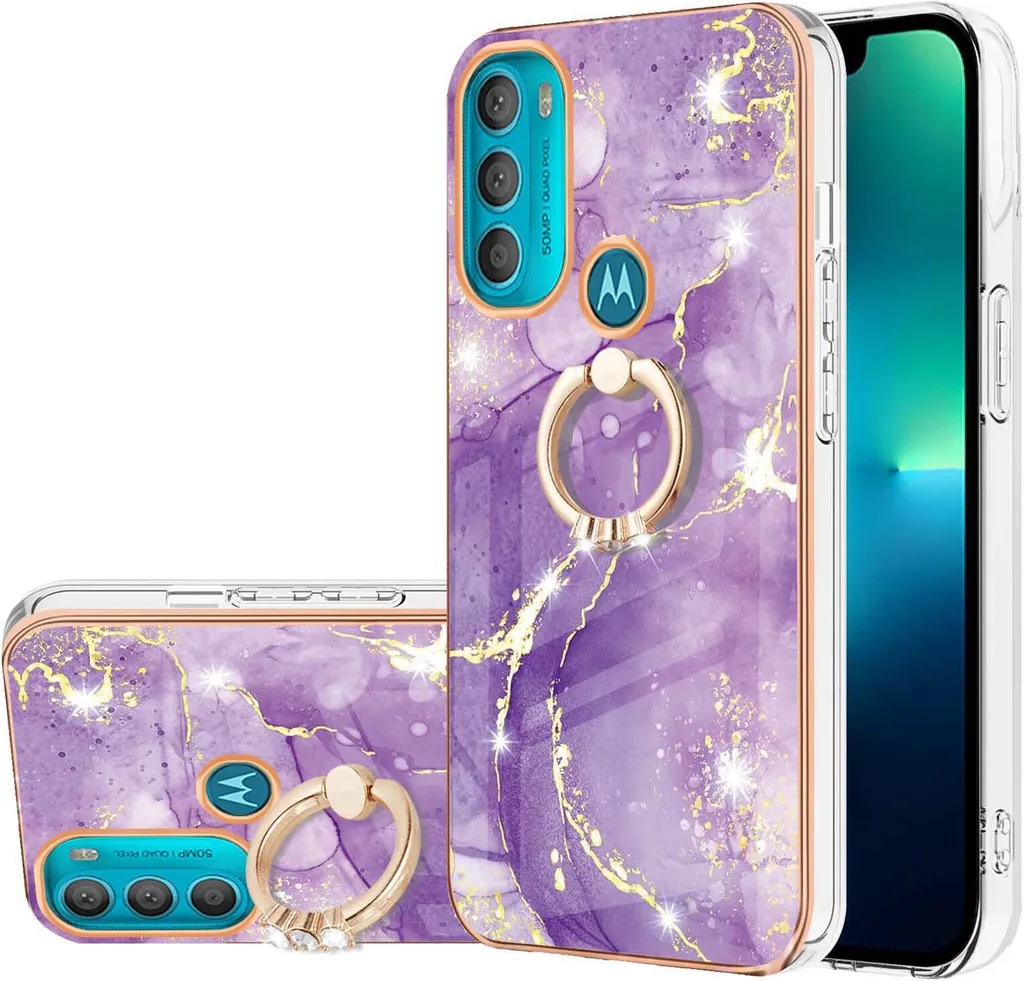 Custodia in marmo per Motorola Moto G71 5G, custodia protettiva in silicone TPU con supporto ad anello Colorato