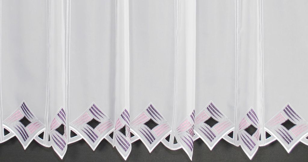 Gardinen Kranzusch Scheibengardine moderne Lochstickerei 45x176 cm H/B brombeer/dark violett Bistrogardine Vorhang Küche 1er Pack