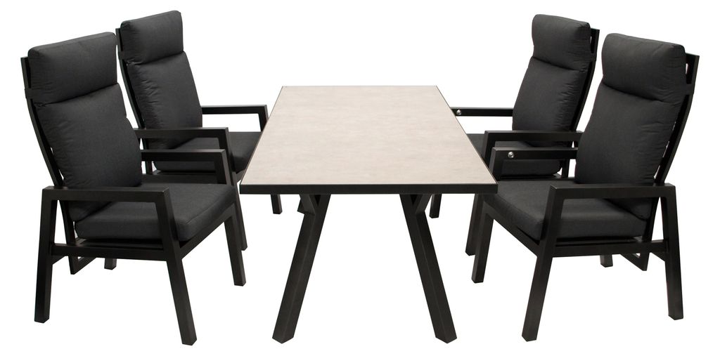 Garnitur 5-teilig (4 Hochlehnsessel 1 Tisch) Aluminium Produktbild 