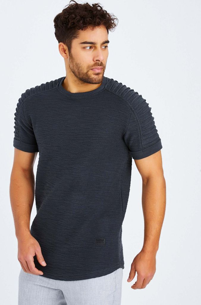 Leif Nelson Rundhals Herren T-Shirt Rundhals LN-6325, Anthrazit / S