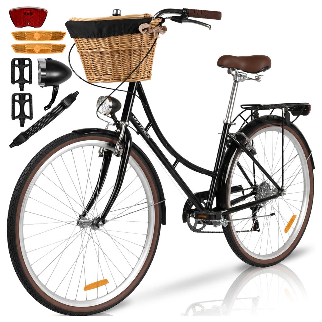 MalTrack 28 Zoll Damenfahrrad mit Weidenkorb Citybike AVILO Produktbild 