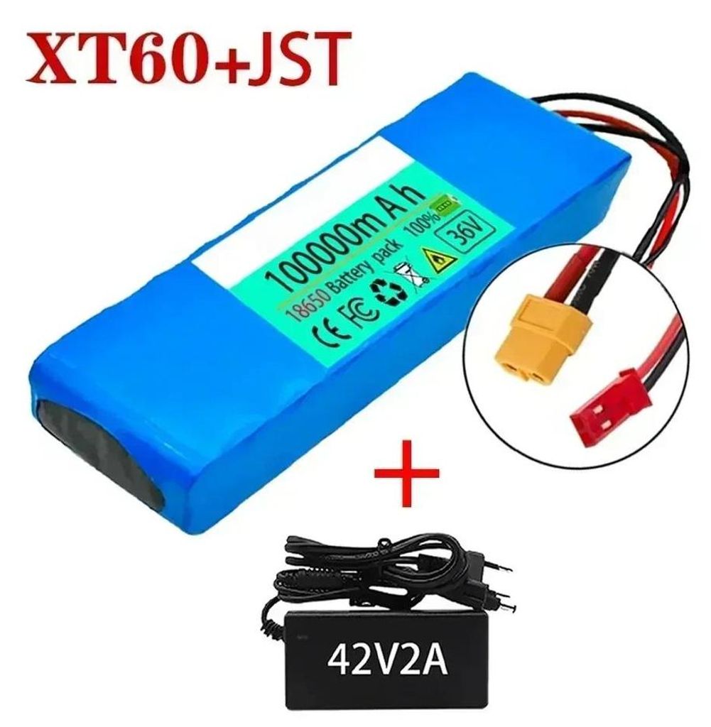 36V Akku für E-Scooter - 10s2p 18650 Li-Ion Batteriepäckchen - 10Ah 360Wh - Für 500W Motor - XT60 + JST Anschlüsse mit Ladegerät - XT60-JST-ch...