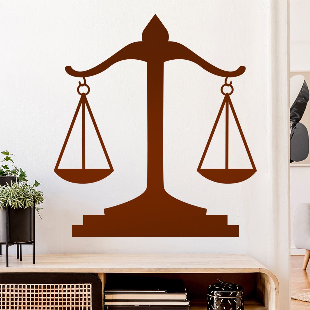 Waage Gericht Anwalt Justitia Wandtattoo Wandaufkleber Wall Sticker - Dekoration, Küche, Wohnzimmer, Schlafzimmer, Badezimmer