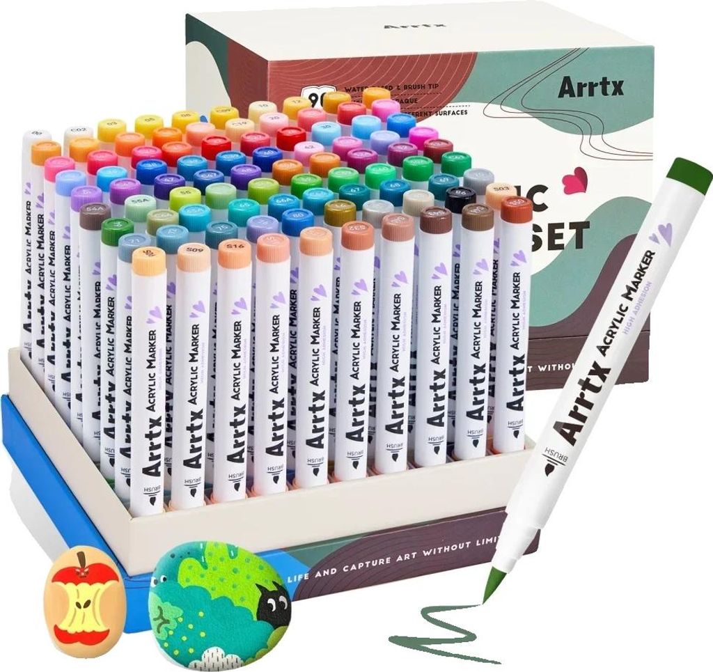 Acrylmarker Set, 90 Farben, wasserbasierte Tinte, 90A Produktbild 
