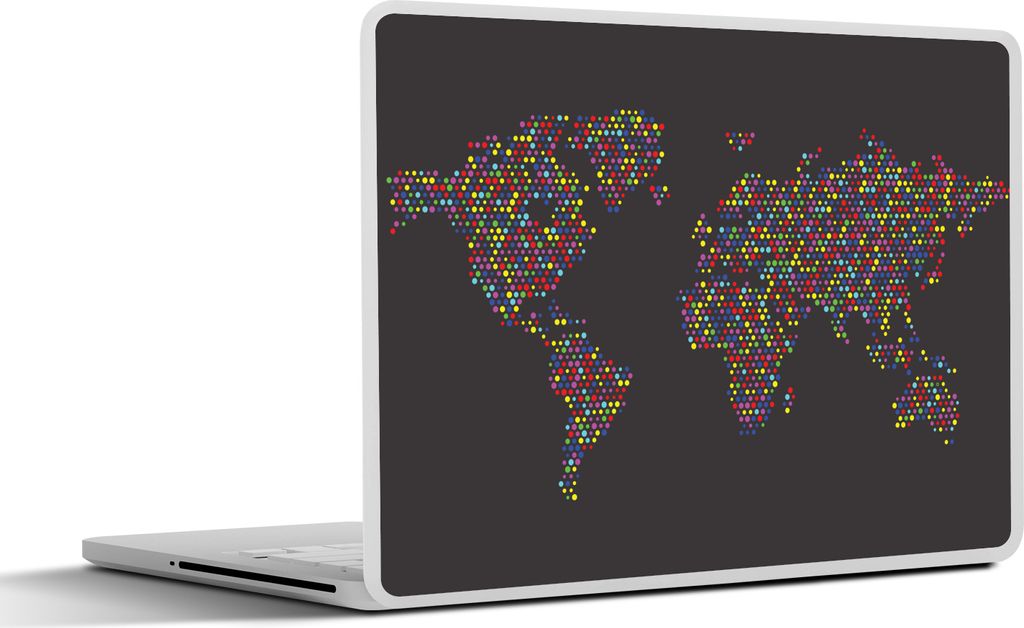 MuchoWow Laptop Aufkleber Sticker Cover Weltkarte - Punkte - Farben 30x21 cm - Sticker für Laptop - Selbstklebend