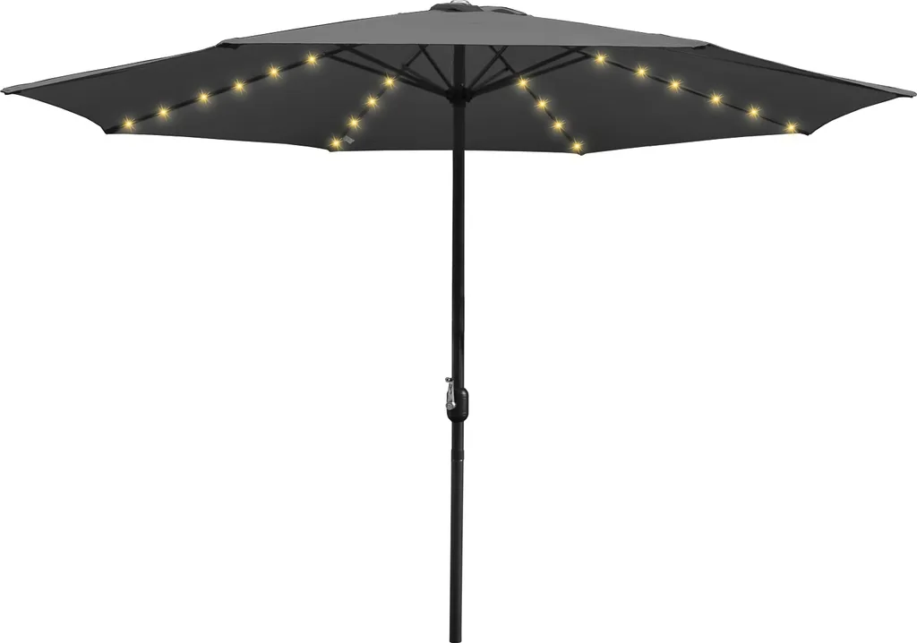 Ombrellone Clanmacy Ferro 350cm Grigio LED - Professionale Manovella