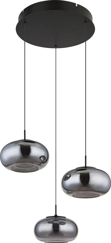 Suspension LED réglable verre fumé contre éblouissement métal noir 150cm