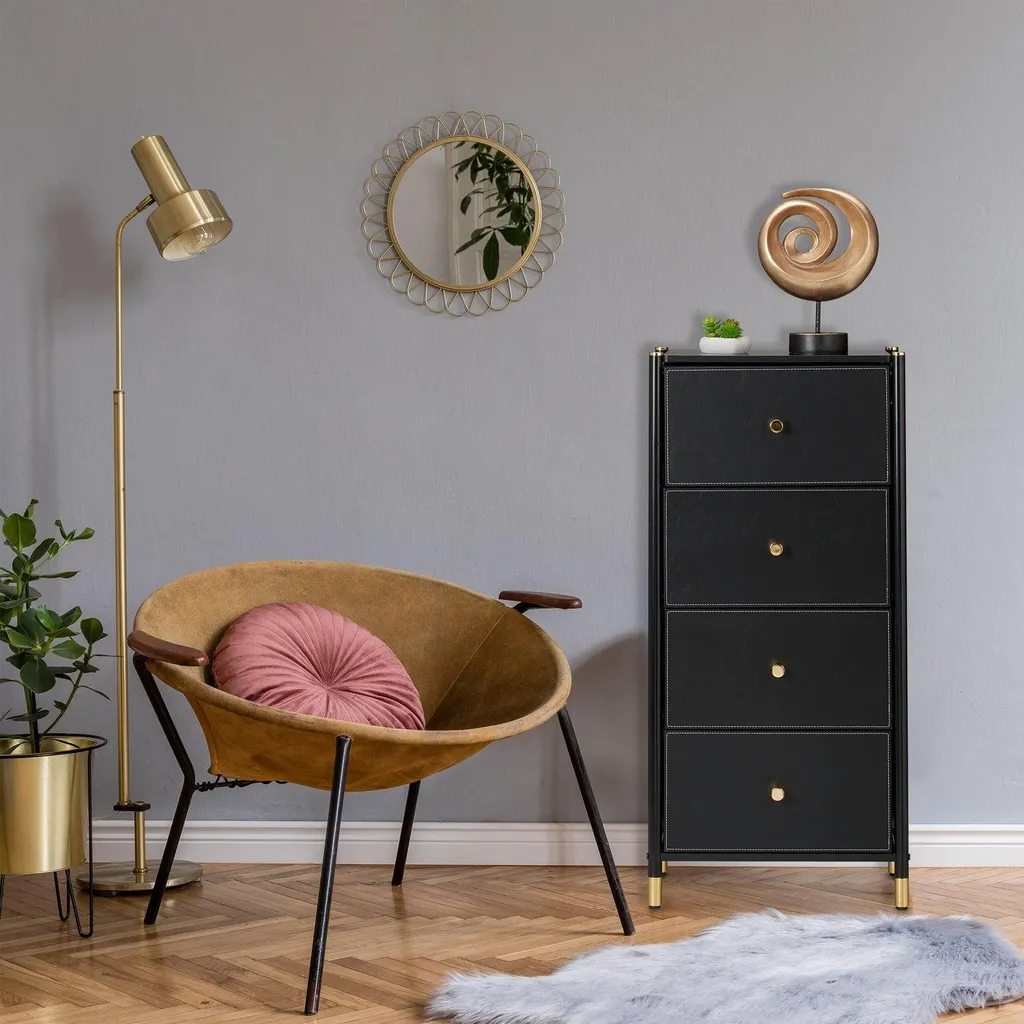 Cassettiera Elegante 4 Cassetti | Comò di Design per Arredo Notte