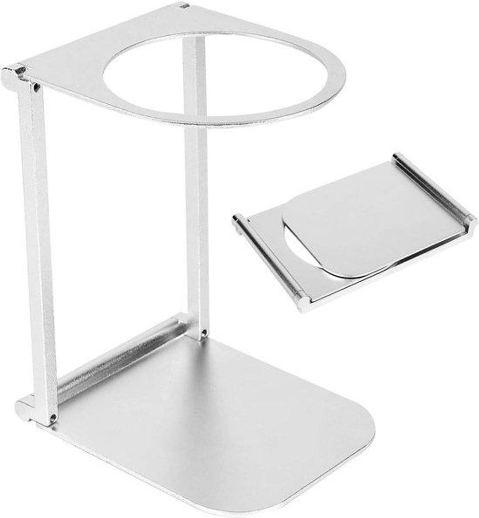 Aluminium Filterhalter für Espresso Accessoires - Faltbarer Stand für Kaffee und Tee Filter - für Zuhause, Büro und Camping (Silber)