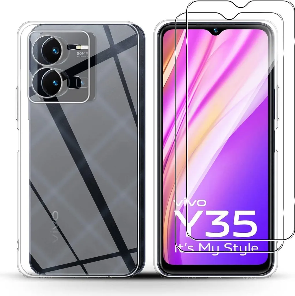 Pack Anti-Casse Vivo Y35 : Coque Silicone et Vitre Trempée Anti-Choc