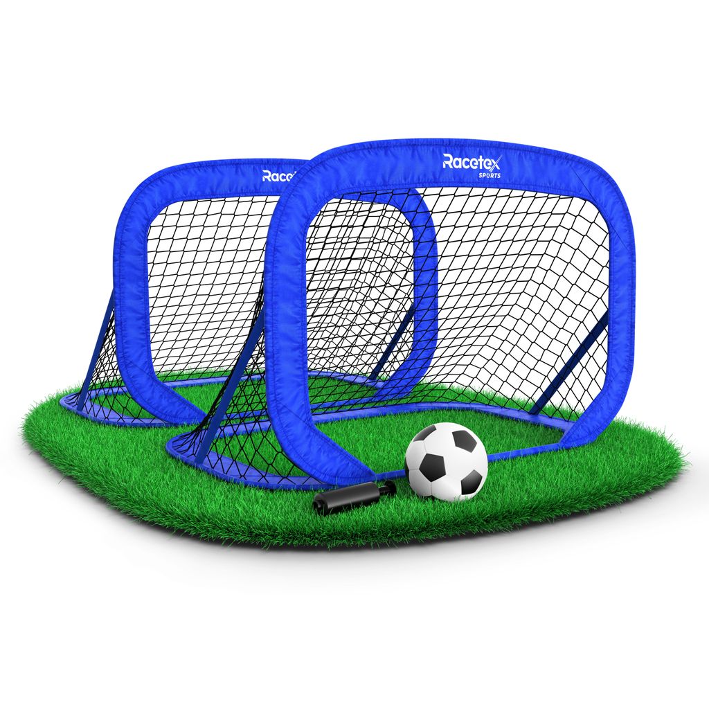 Racetex Fussballtore für Garten Kinder – 2er Set mit verstärkten Glasfaserstangen – Fußballtor Kinder inkl. Ball, Pumpe, Erdanker und Tasche...