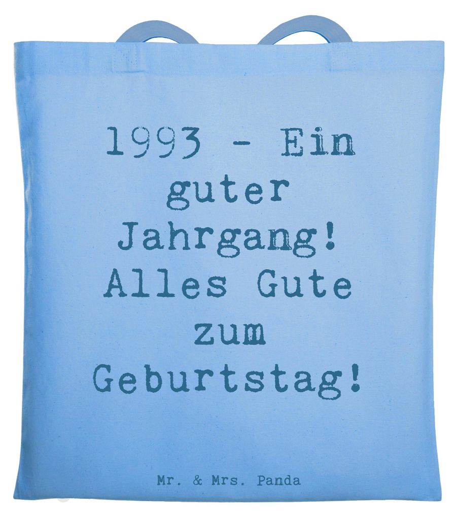 Mr. & Mrs. Panda Shopping Tasche Spruch 1993 Geburtstag - Sky Blue - Geschenk, Jutetasche, handgefertigt, Alles Gute zum, Laptoptasche, Glückwunsc...