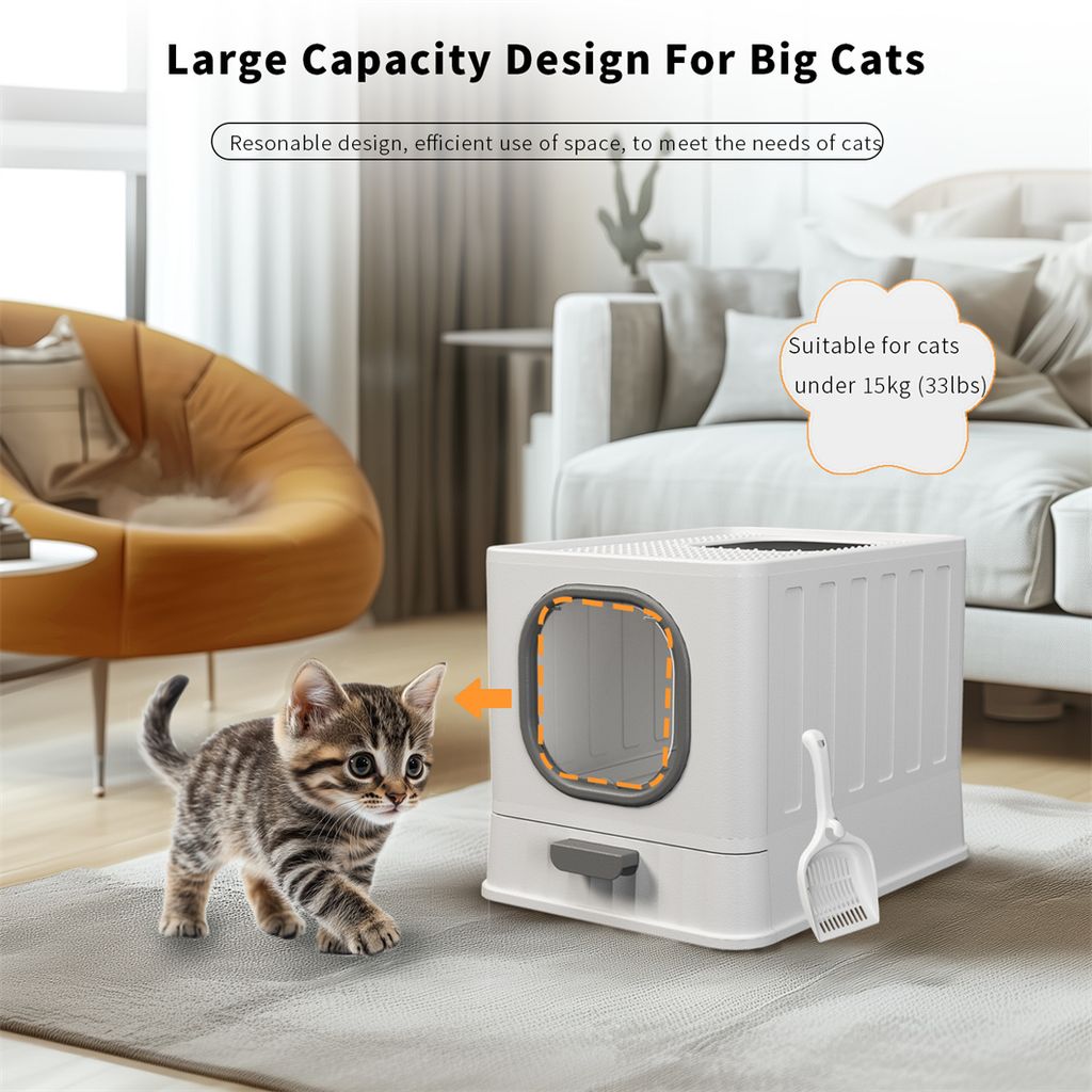 Kittenhood Big Deep Katzentoilette – Große Edelstahl-Klappe, Grau, Für Anspruchsvolle Katzen