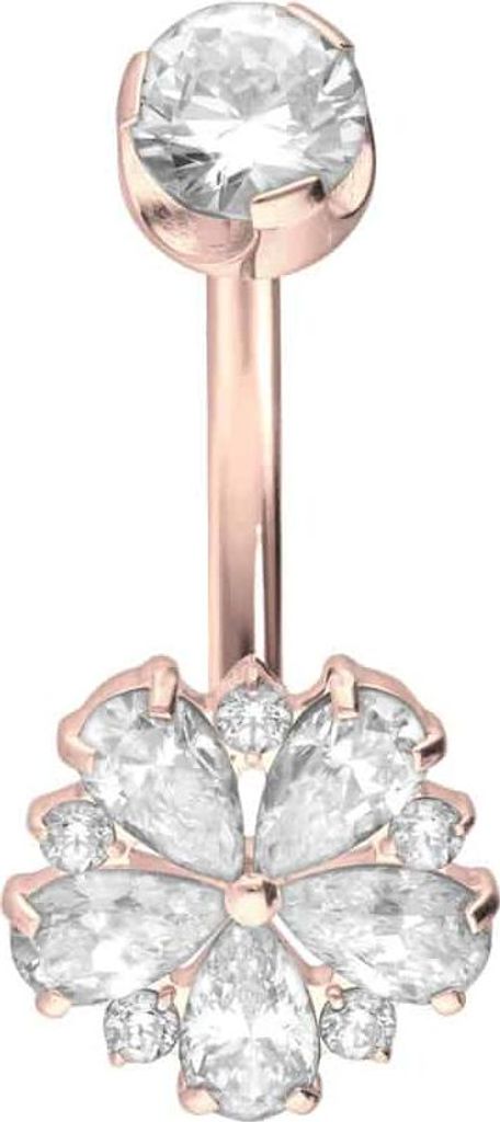 Bauchnabelpiercing Titan Bananabell mit Innengewinde KRISTALLBLUME