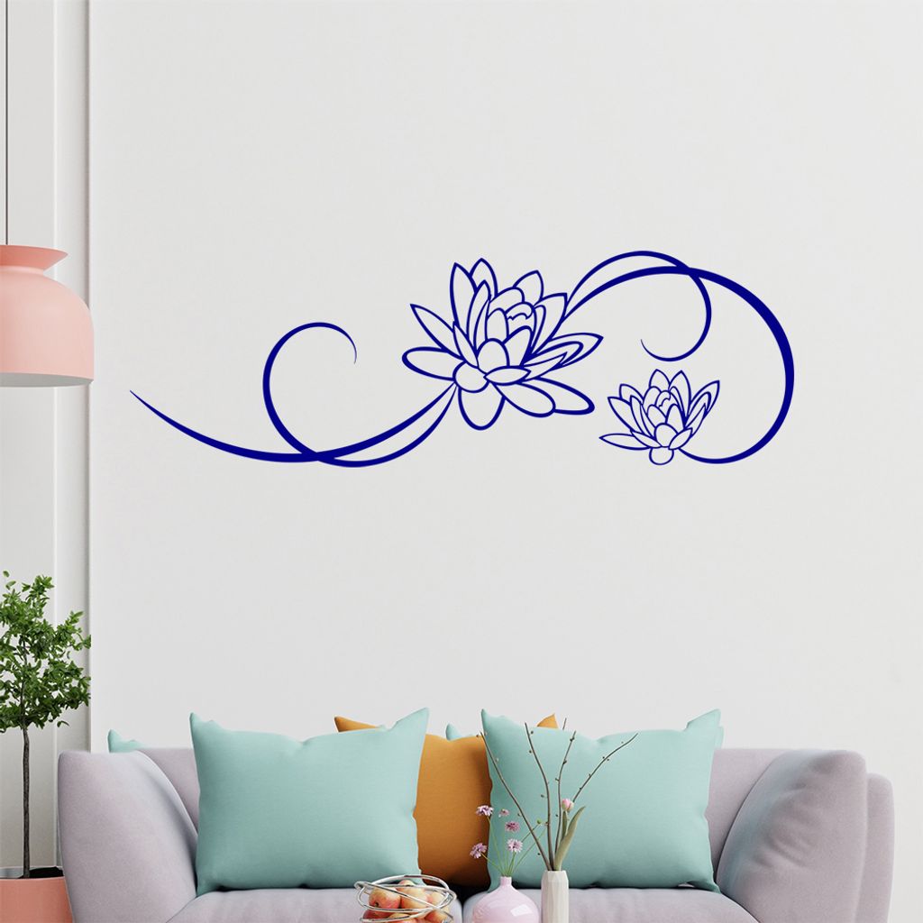 Blume - Linien Wandtattoo in 6 Größen - Wandaufkleber Wall Sticker - Dekoration, Küche, Wohnzimmer, Schlafzimmer, Badezimmer