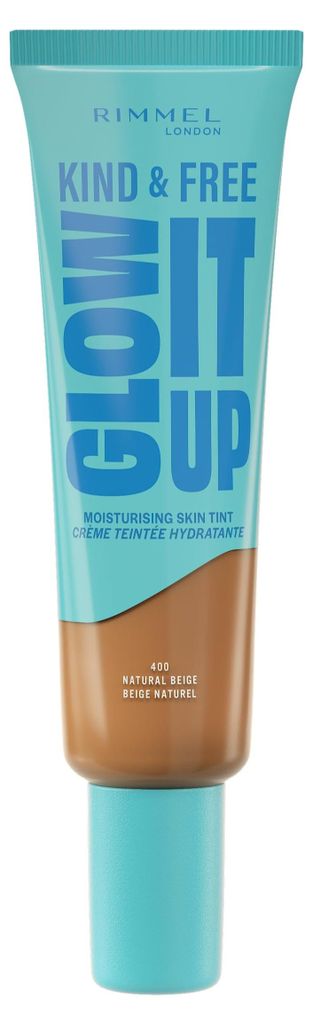Rimmel London Kind & Free GLOW IT UP Moisturizing Foundation, 400, Natural Beige, Beruhigt empfindliche Haut, Gesund und strahlender Teint, Spendet de