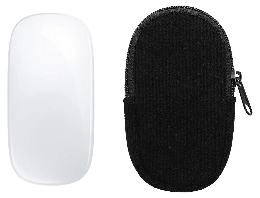 kwmobile Maus Tasche kompatibel mit Apple Magic Mouse 1 / 2 Hülle - Case für Bluetooth Maus aus robustem Cord und Neopren Stoff - Schwarz