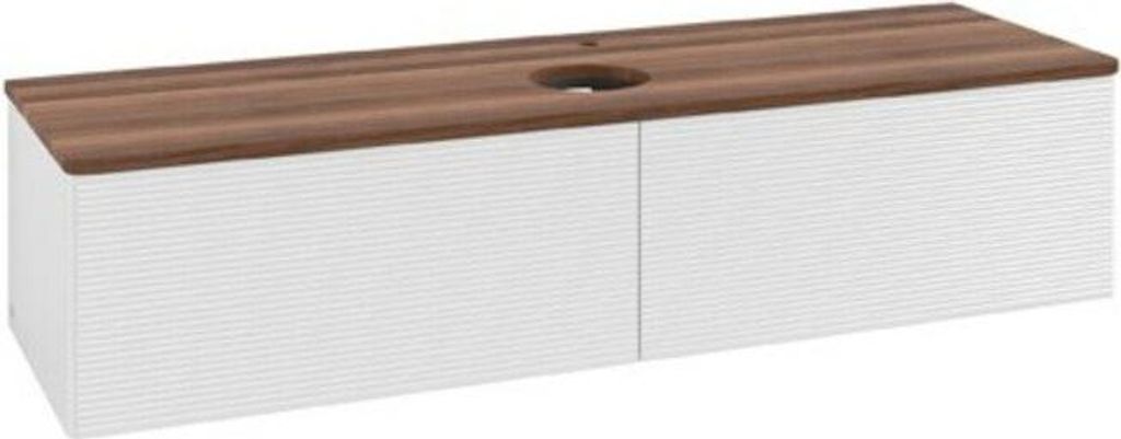 V&B Waschtischunterschrank mit Frontstruktur Antao 160x50cm, HL, WBP w. wal, glo wh. Lac