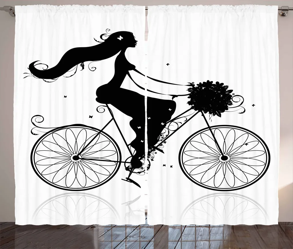 Tenda Artistica ABAKUHAUS 280x175 cm | Donna Fiori Bianco Nero