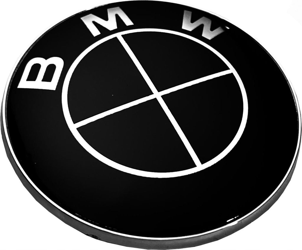 Schwarzes BMW Motorhaubenlogo-Emblem 82 MM