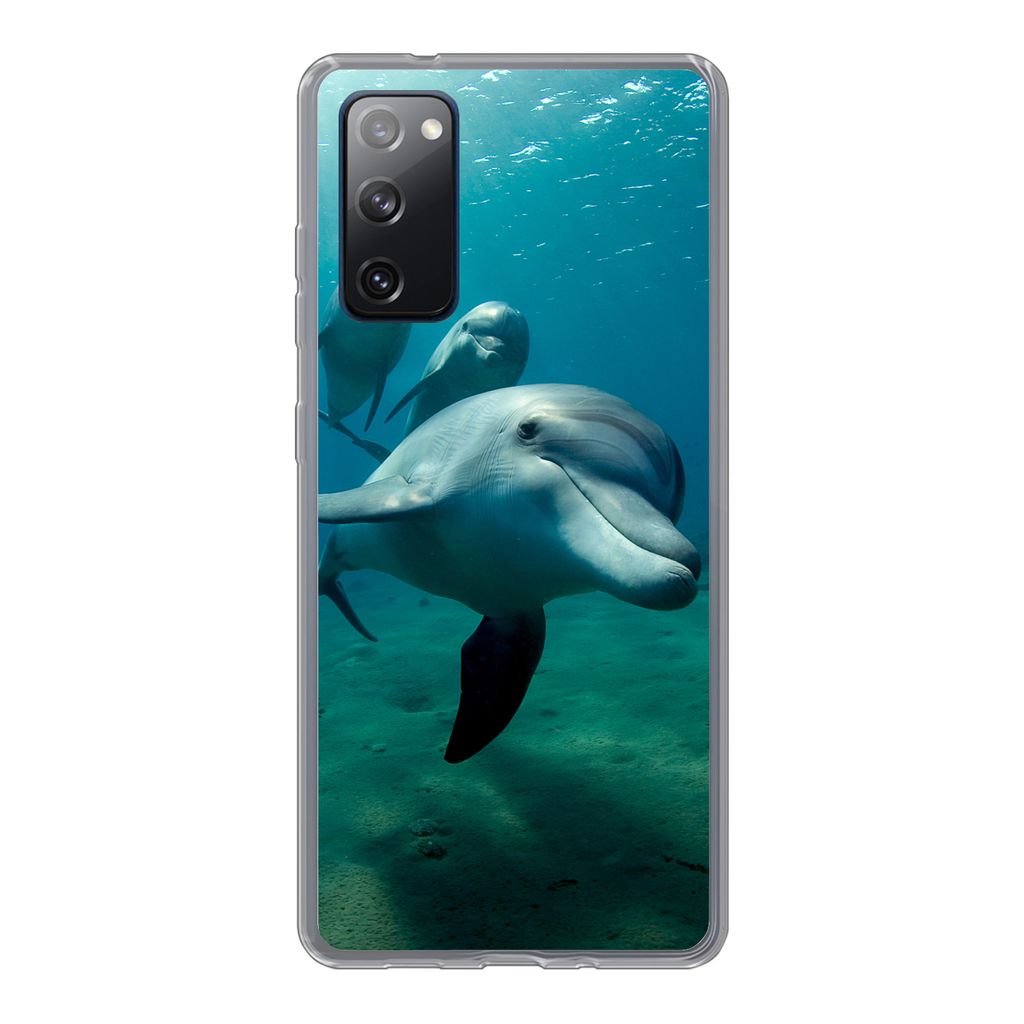 MuchoWow Handyhülle Schutzhülle Hülle für Samsung Galaxy S20 FE Wasser - Delphin - Blau Silikon Softcase Handy Hülle - Abdeckung