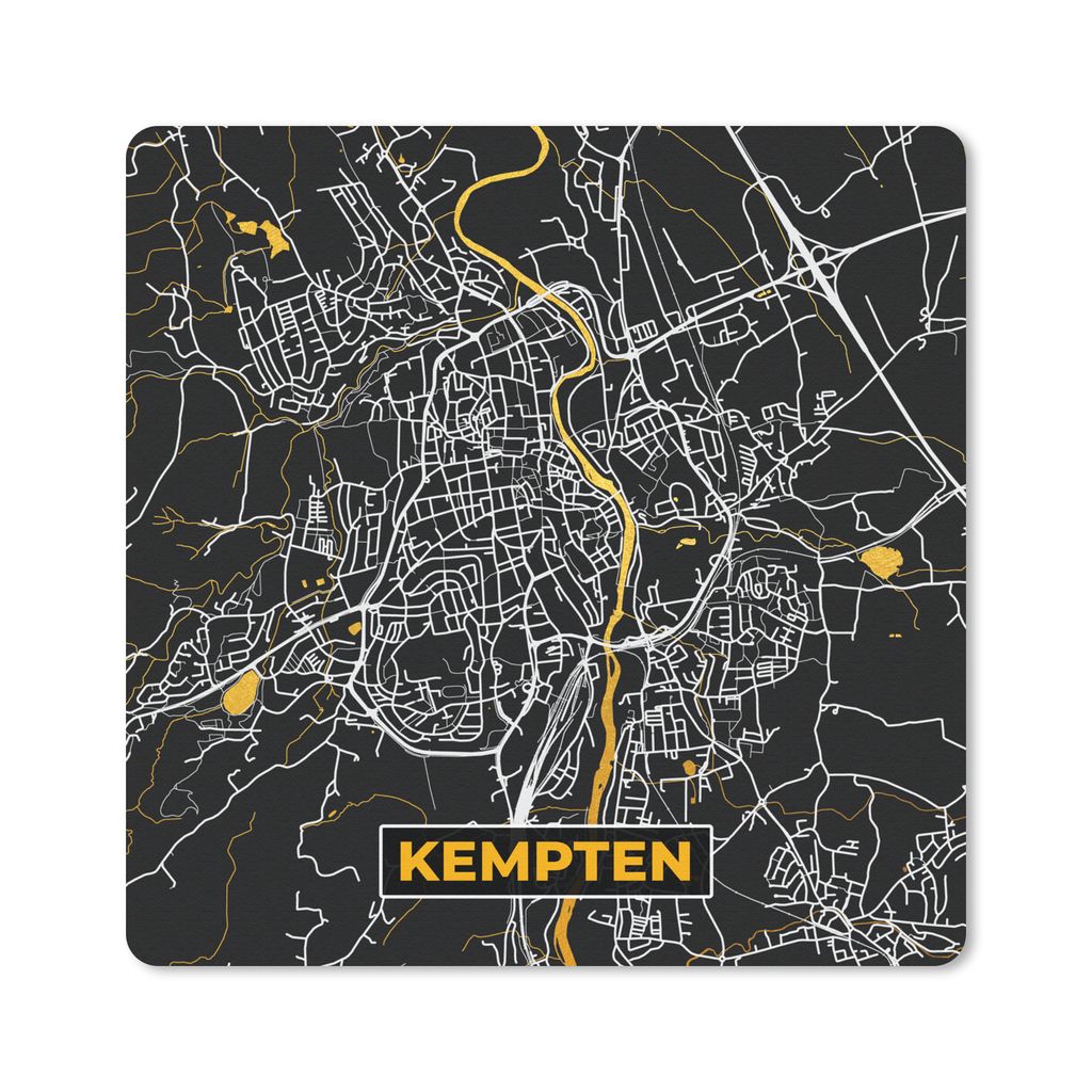MuchoWow Mauspad Mousepad Gold - Deutschland - Karte - Kempten 30x30 cm - Mousepads - Maus Mat - Pad - Mausunterlage - Gaming