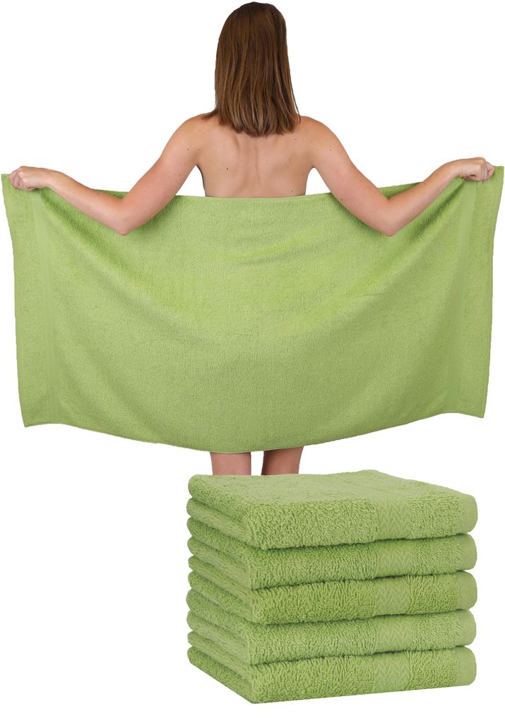 Betz 6 Stück Duschtücher 70 x 140 cm PREMIUM 100% Baumwolle Liegetuch Strandtuch Farbe: avocadogrün