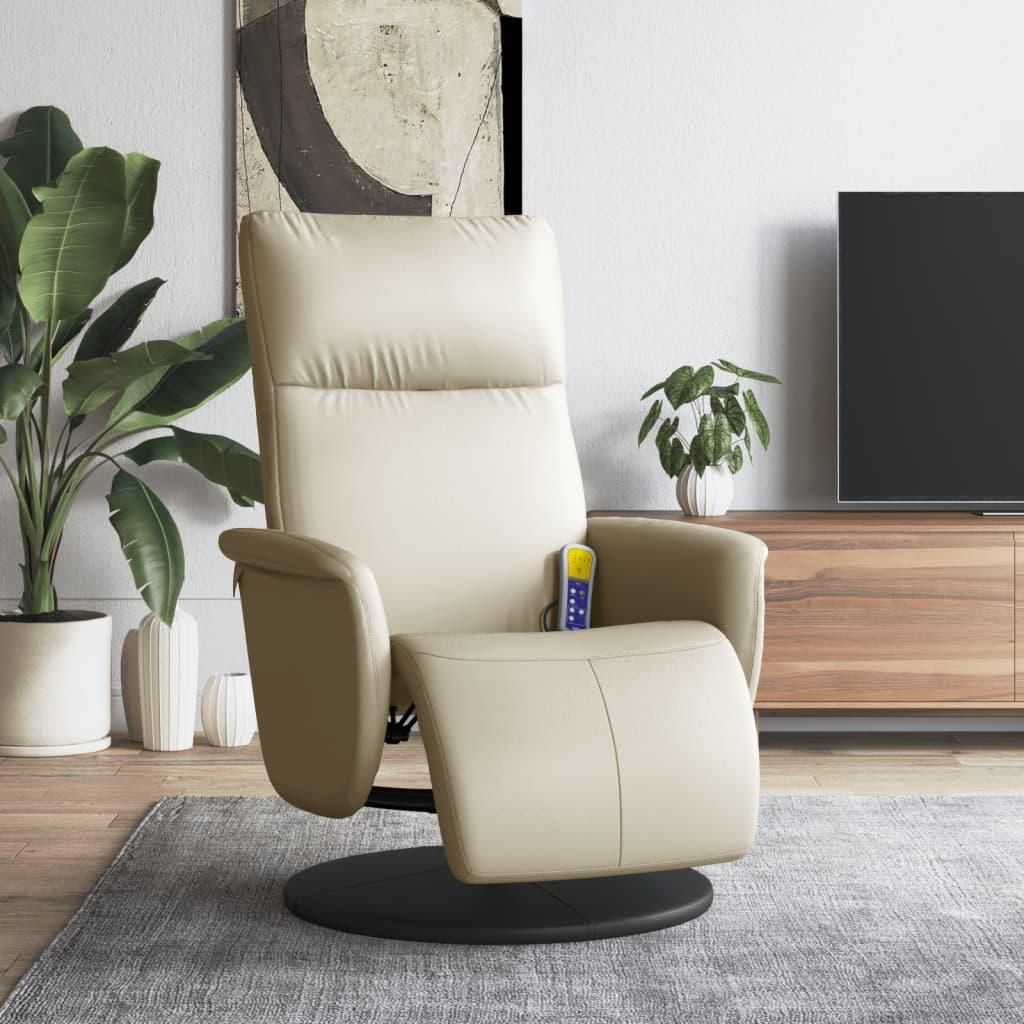 vidaXL Fauteuil de massage avec repose-pieds Crème Image du produit 