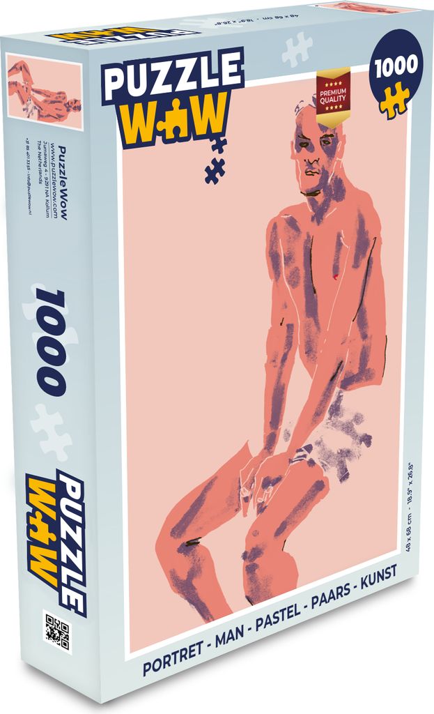 MuchoWow Puzzle 1000 Teile Porträt - Mann - Pastell - Lila - Kunst - Spielzeug - Alt und Jung - Spiele - Puzzeln